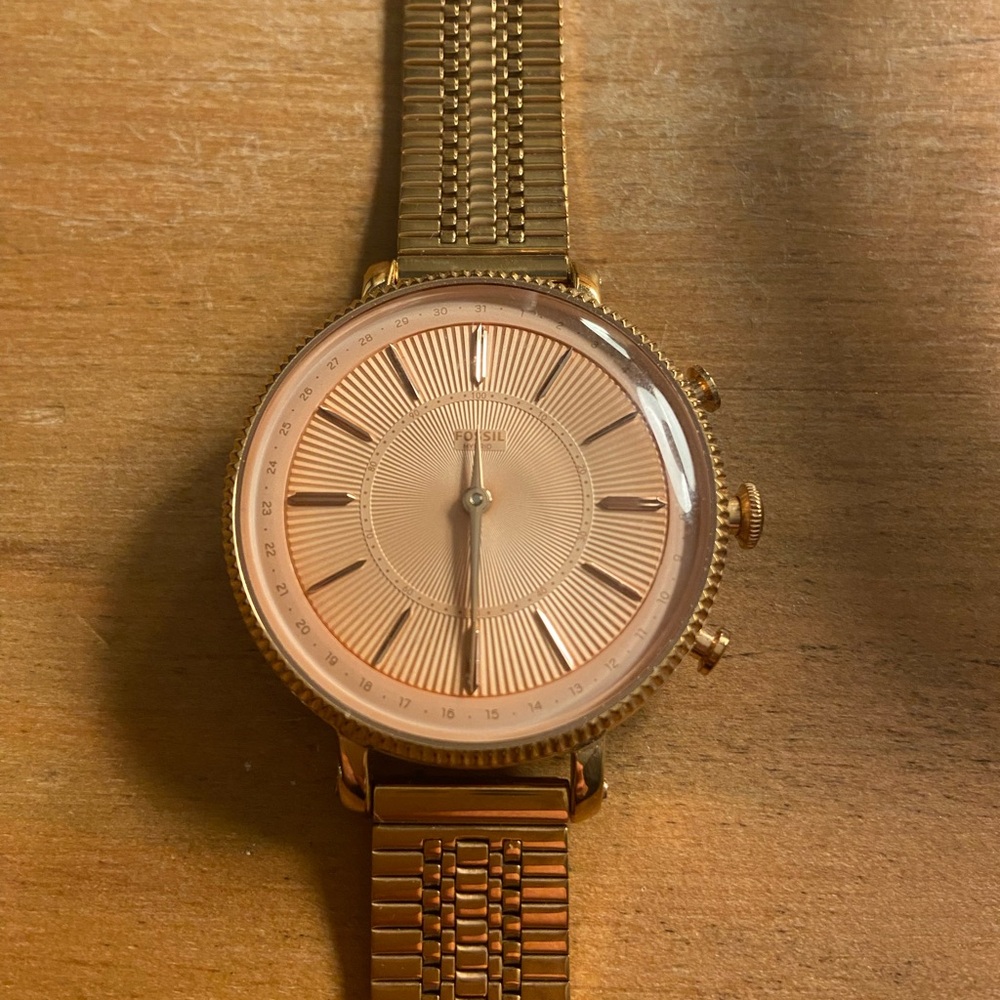 Fossil Rose Gold Mesh Strap Smart Watch - Picture 2 of 5